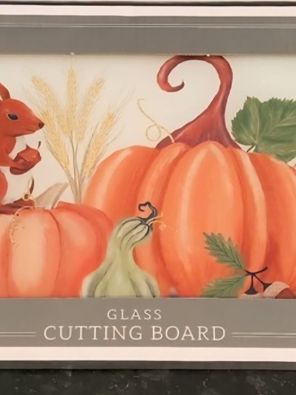 Glass Cutting Board with Pumpkin Fall Design 12"X 8"